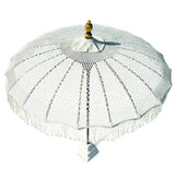 Bali Sun Parasol White Macrame 2m (With Screw Pole Fitting)