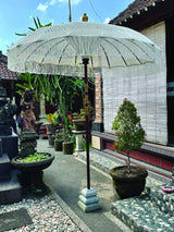 Bali Sun Parasol White Macrame 2m (With Screw Pole Fitting)