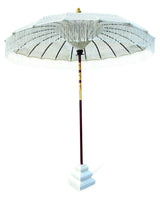 Bali Sun Parasol White Macrame 2m (With Screw Pole Fitting)
