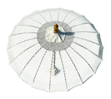 Bali Sun Parasol White Macrame 2m (With Screw Pole Fitting)