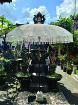 Bali Sun Parasol White Macrame 2m (With Screw Pole Fitting)