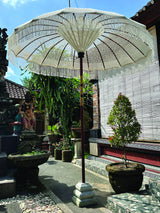 Bali Sun Parasol White Macrame 2m (With Screw Pole Fitting)