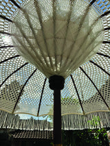 Bali Sun Parasol White Macrame 2m (With Screw Pole Fitting)