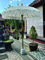 Bali Sun Parasol White Macrame 2m (With Screw Pole Fitting)