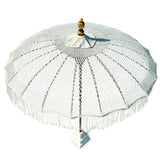 Bali Sun Parasol White Macrame 2m (With Screw Pole Fitting)