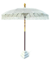 Bali Sun Parasol White Macrame 2m (With Screw Pole Fitting)