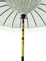 Bali Sun Parasol White Macrame 2m (With Screw Pole Fitting)