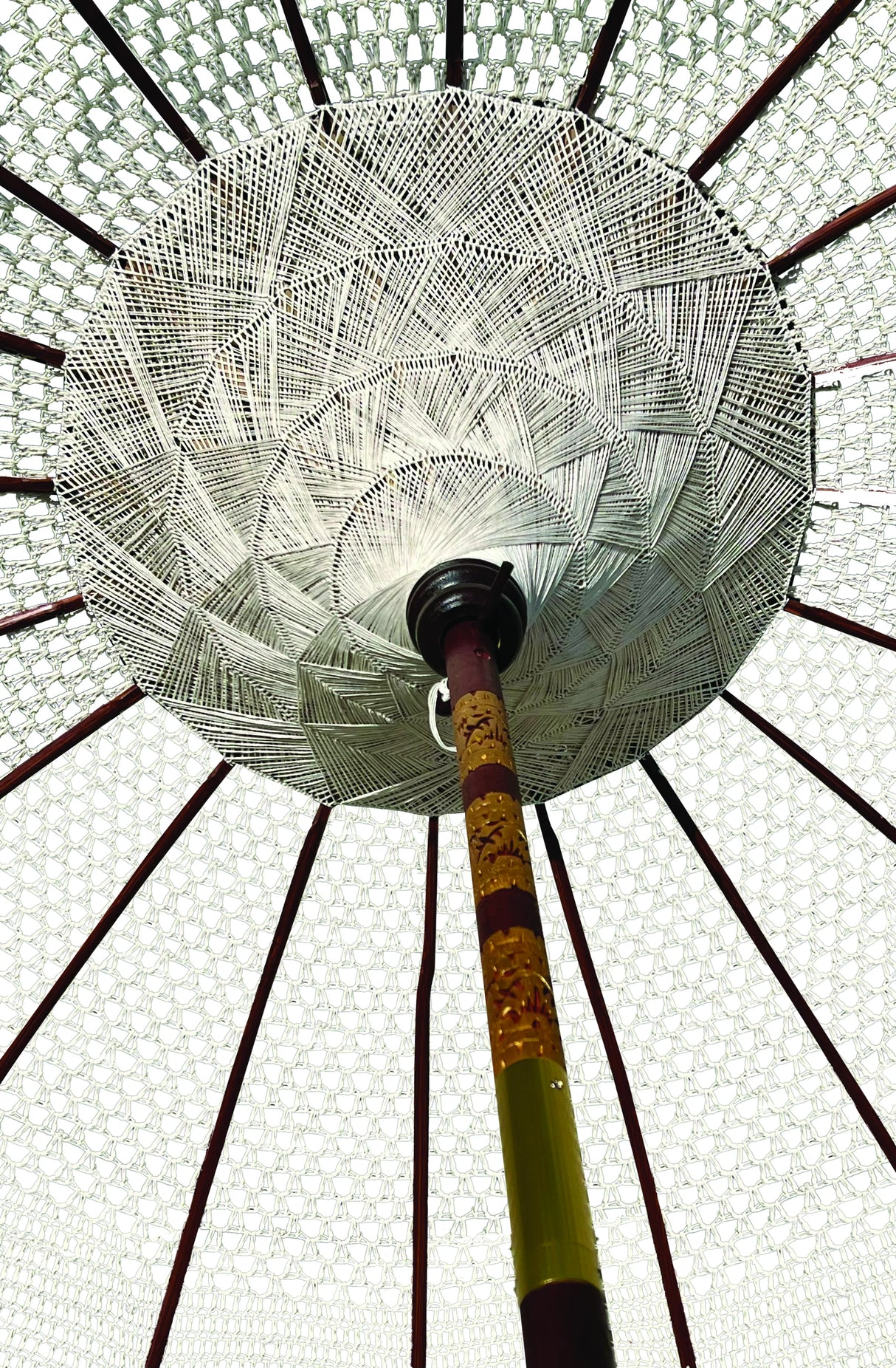 Bali Sun Parasol White Macrame 2m (With Screw Pole Fitting)