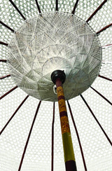 Bali Sun Parasol White Macrame 2m (With Screw Pole Fitting)