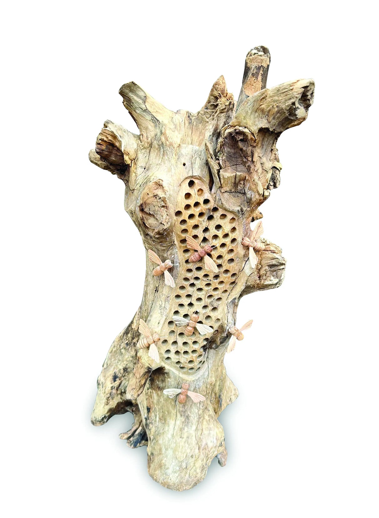 60cm Beehive Sculpture With 8 Bees