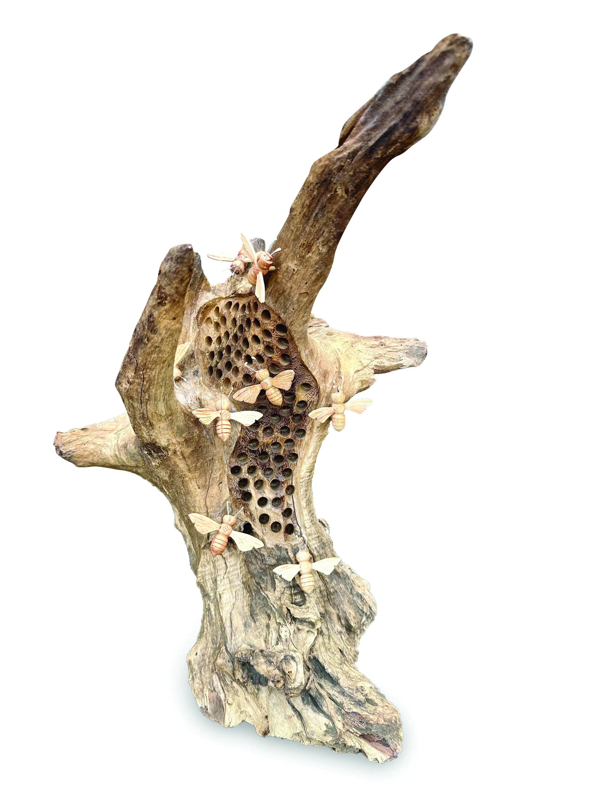 60cm Beehive Sculpture With 8 Bees