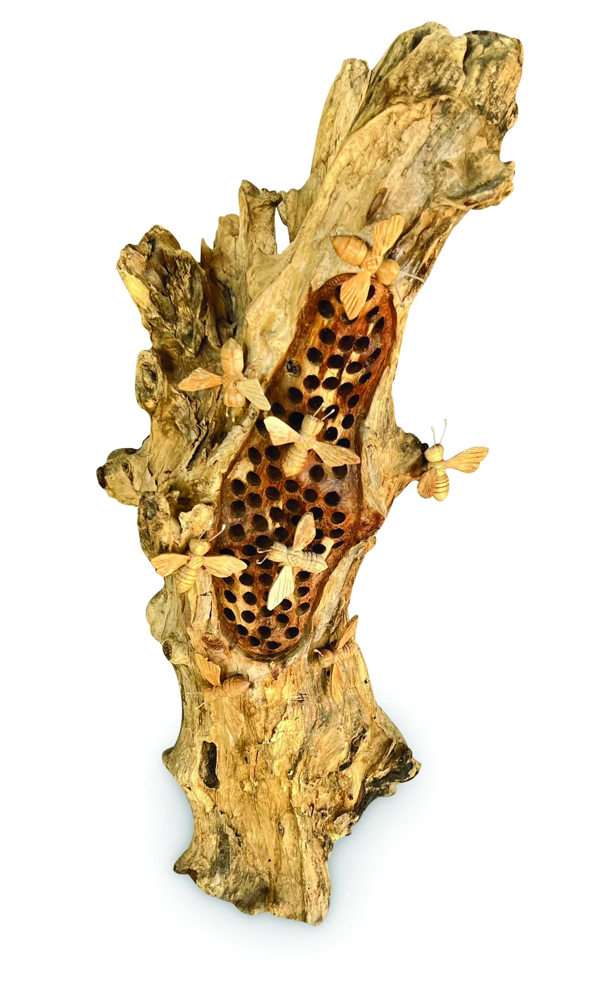 60cm Beehive Sculpture With 8 Bees