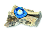 Root With Glass Candle Holder - Blue Stained Single