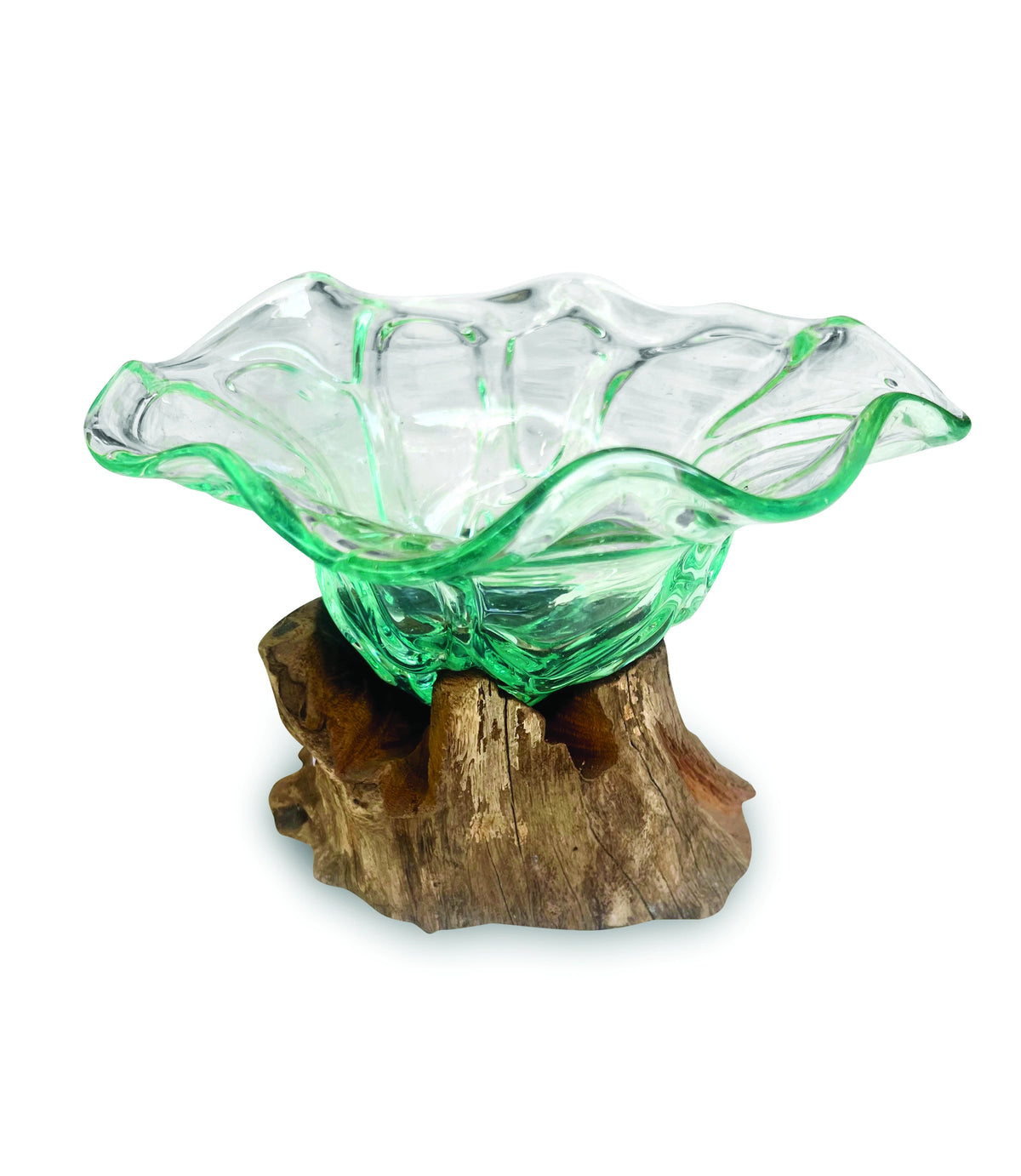 Root With Flower Shape Molten Glass Bowl 20cm Small