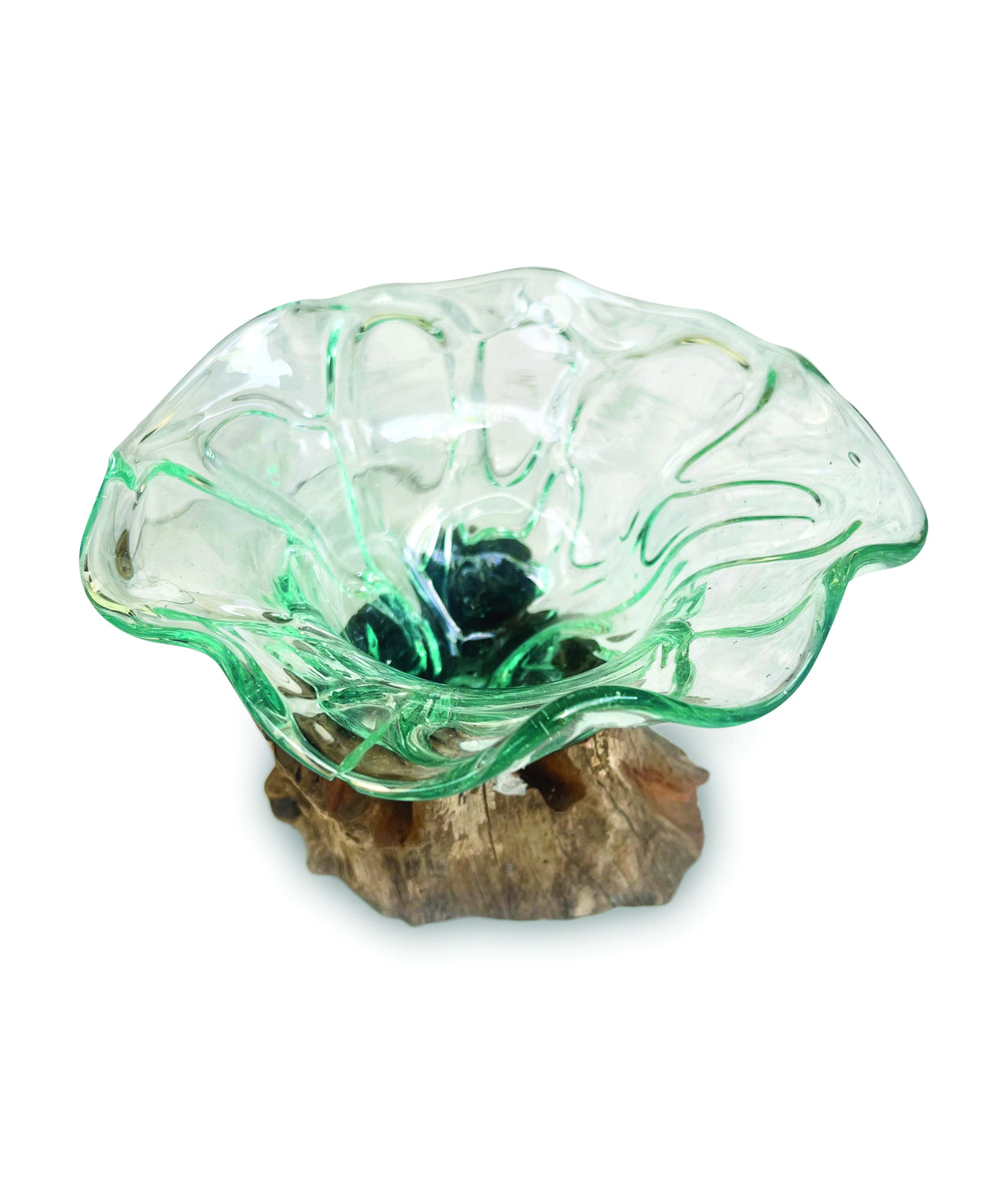 Root With Flower Shape Molten Glass Bowl 20cm Small
