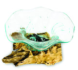 Root With Flower Shape Molten Glass Bowl 35cm Large