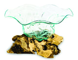 Root With Flower Shape Molten Glass Bowl 35cm Large