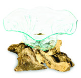 Root With Flower Shape Molten Glass Bowl 35cm Large