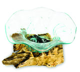 Root With Flower Shape Molten Glass Bowl 35cm Large