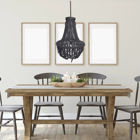 Artisan Beaded Lampshade 50x50x65cm Bali Black