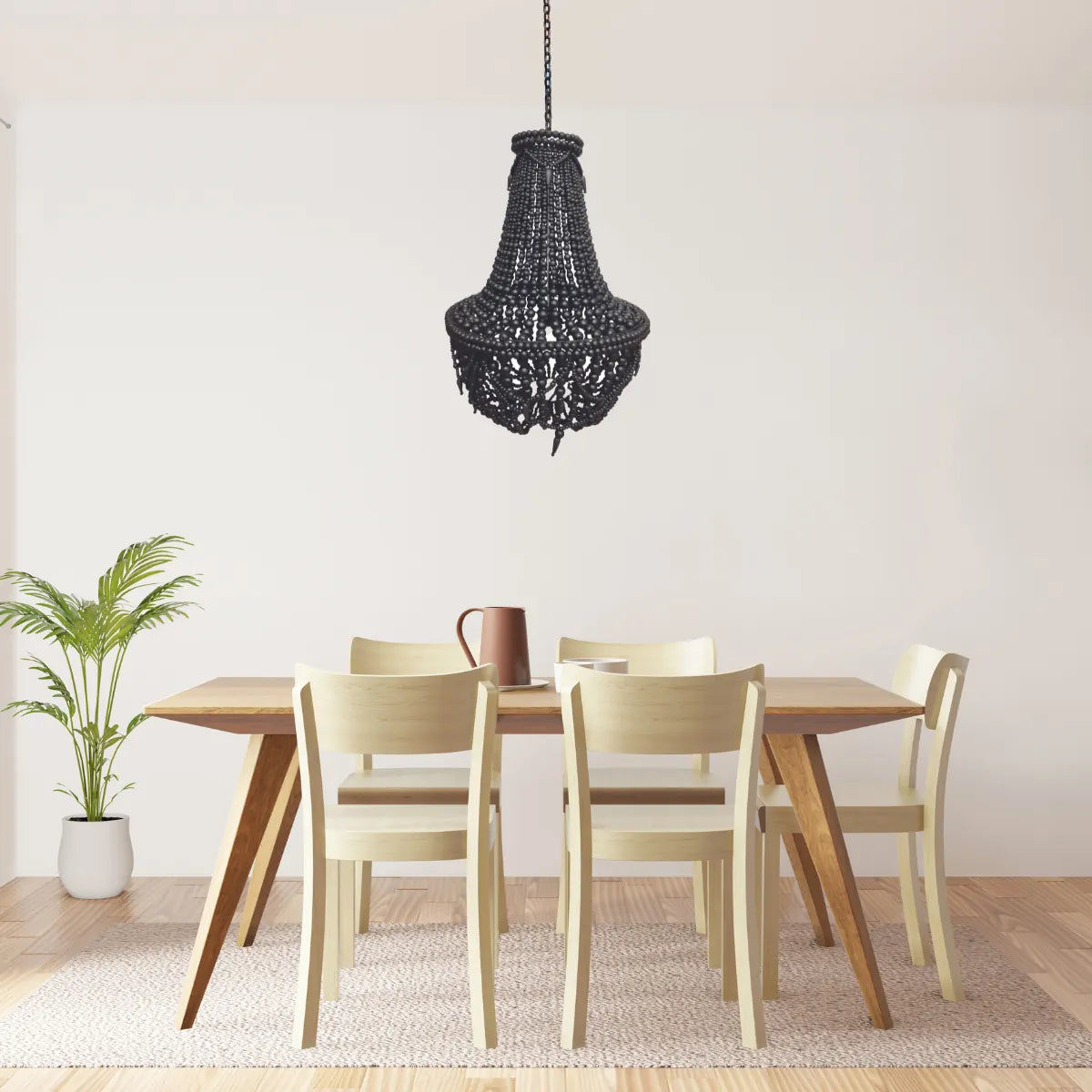 Artisan Beaded Lampshade 50x50x65cm Bali Black