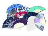 Bali Batik Fabric Folding Fans 30cm (Pack Of 10 Random Mixed Colours)