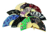 Bali Batik Fabric Folding Fans 30cm (Pack Of 10 Random Mixed Colours)