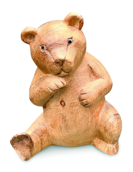 Carved Teddy Bear Shy 15cm