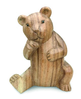 Carved Teddy Bear Shy 15cm