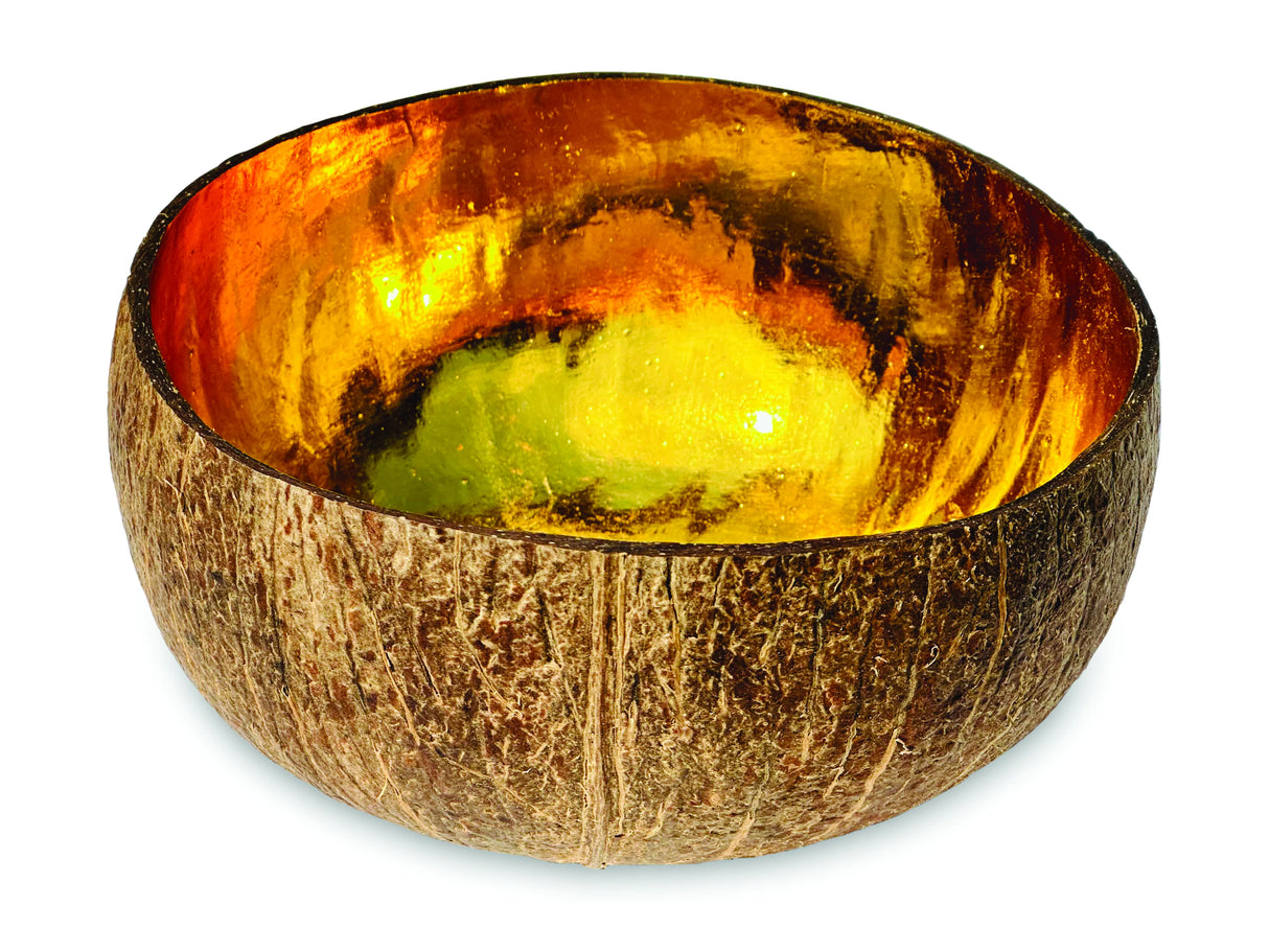Natural Coconut Bowl Painted Gold