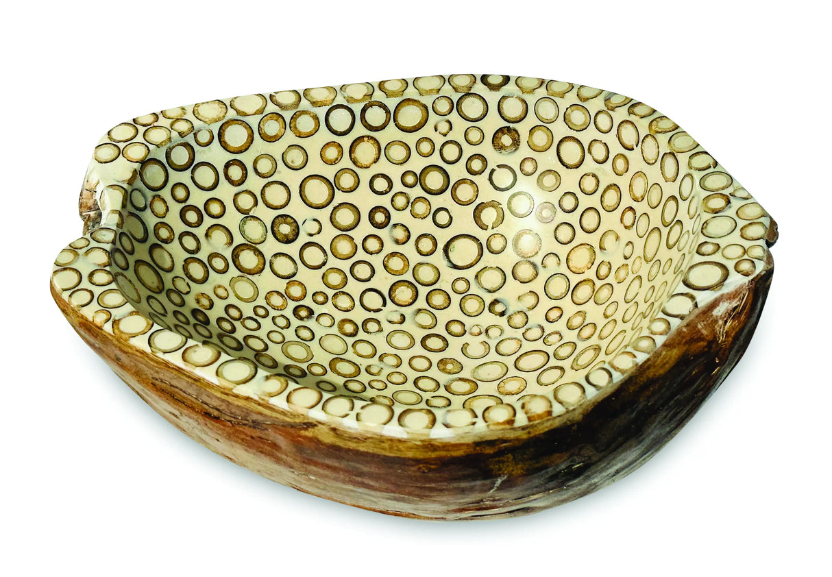 Circles Inlay Coconut Shell Bowl Off White
