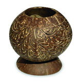 COCONUT SHELL SPHERE  PHOENIX STYLE INTRICATE CARVING