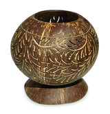 COCONUT SHELL SPHERE  PHOENIX STYLE INTRICATE CARVING