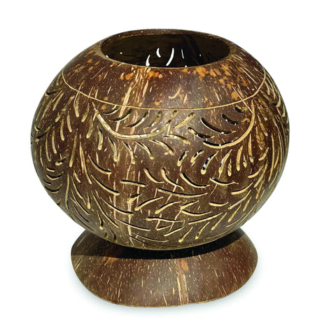COCONUT SHELL SPHERE  PHOENIX STYLE INTRICATE CARVING