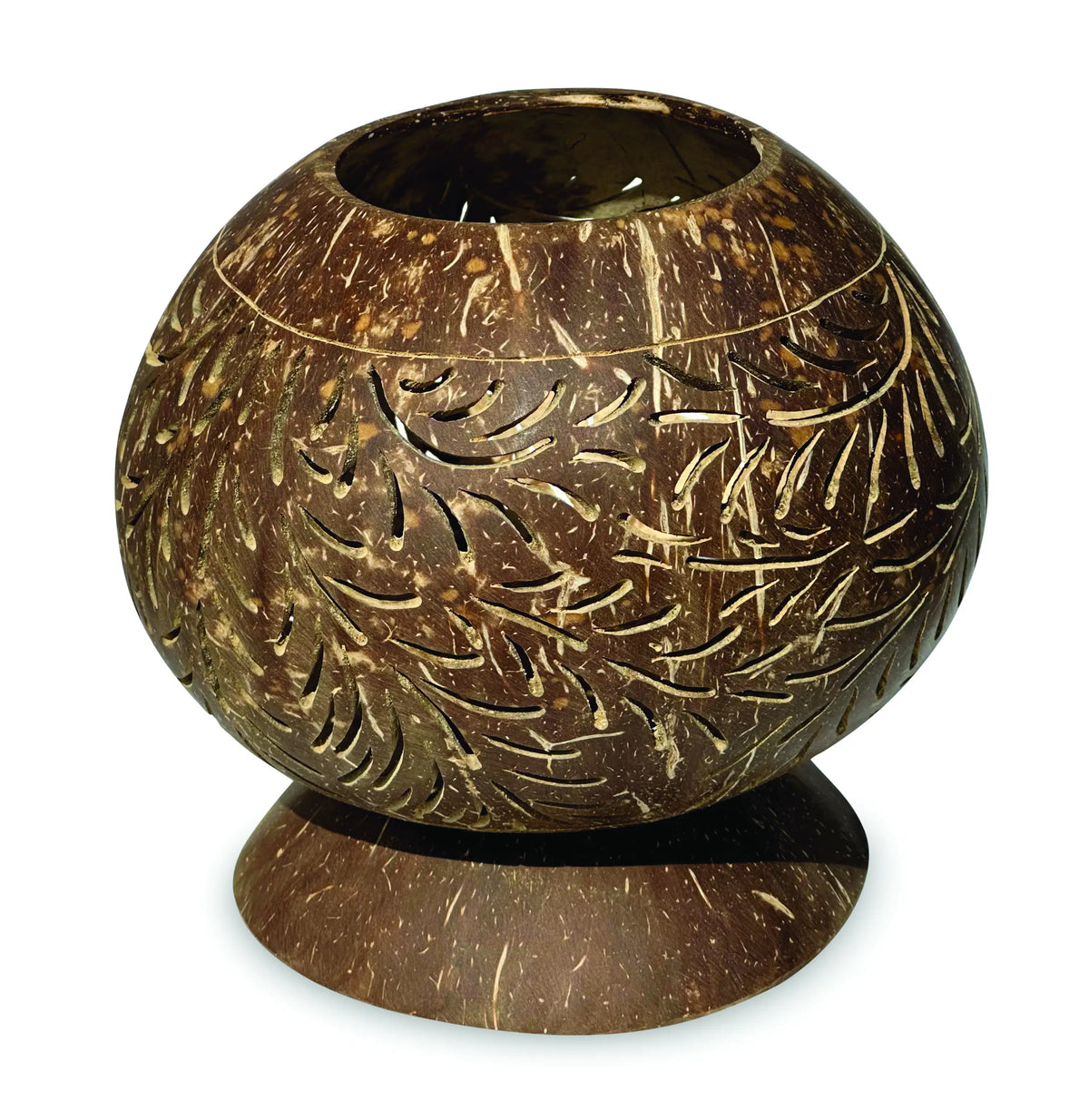 Coconut Shell Sphere Phoenix Style Intricate Carving