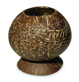 COCONUT SHELL SPHERE  PHOENIX STYLE INTRICATE CARVING