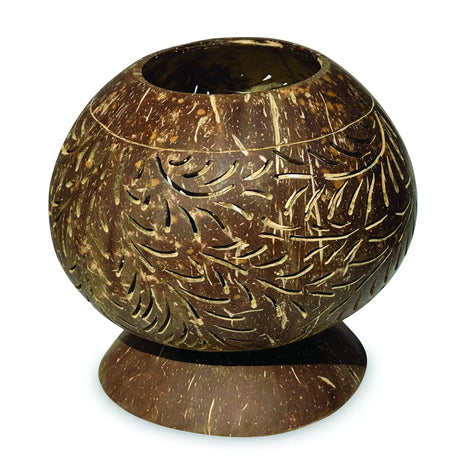 COCONUT SHELL SPHERE  PHOENIX STYLE INTRICATE CARVING