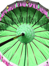 Bali Sun Parasol Mint Green With Pink Candy Fringe 2m (With Pole Joint)