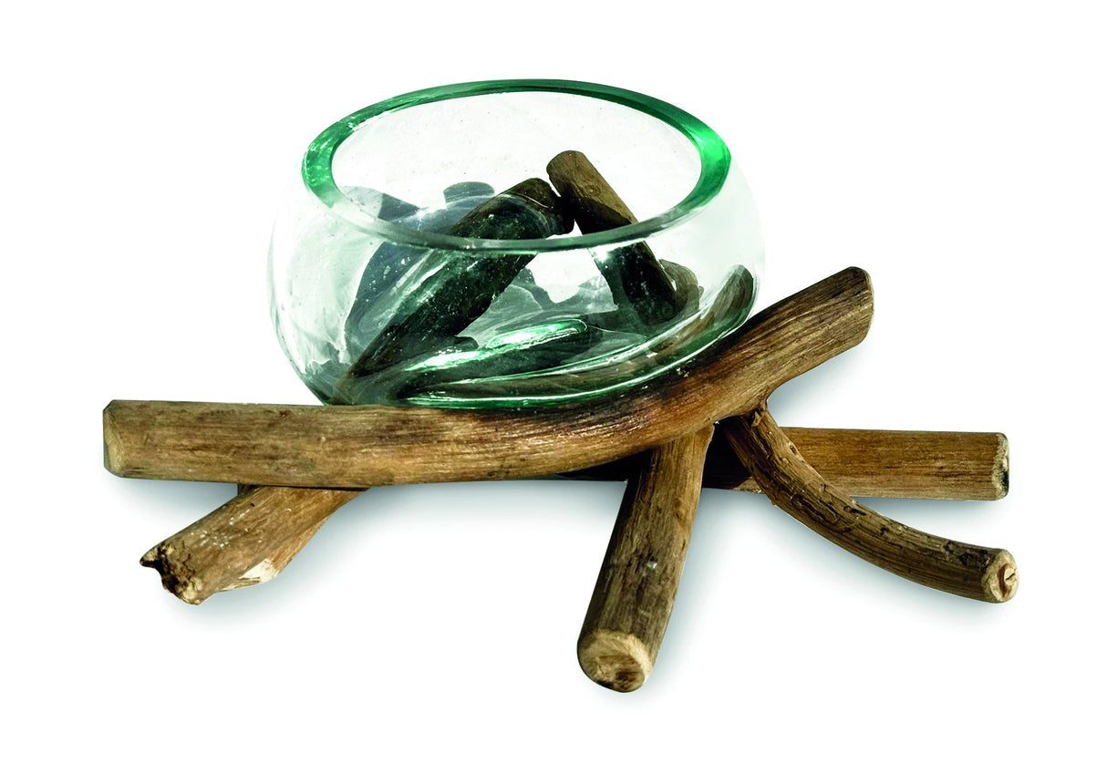Driftwood With Molten Glass Fruit Bowl 12cm