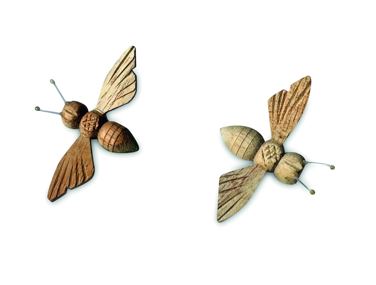 Pack Of 10 Small Wooden Bees 6cm