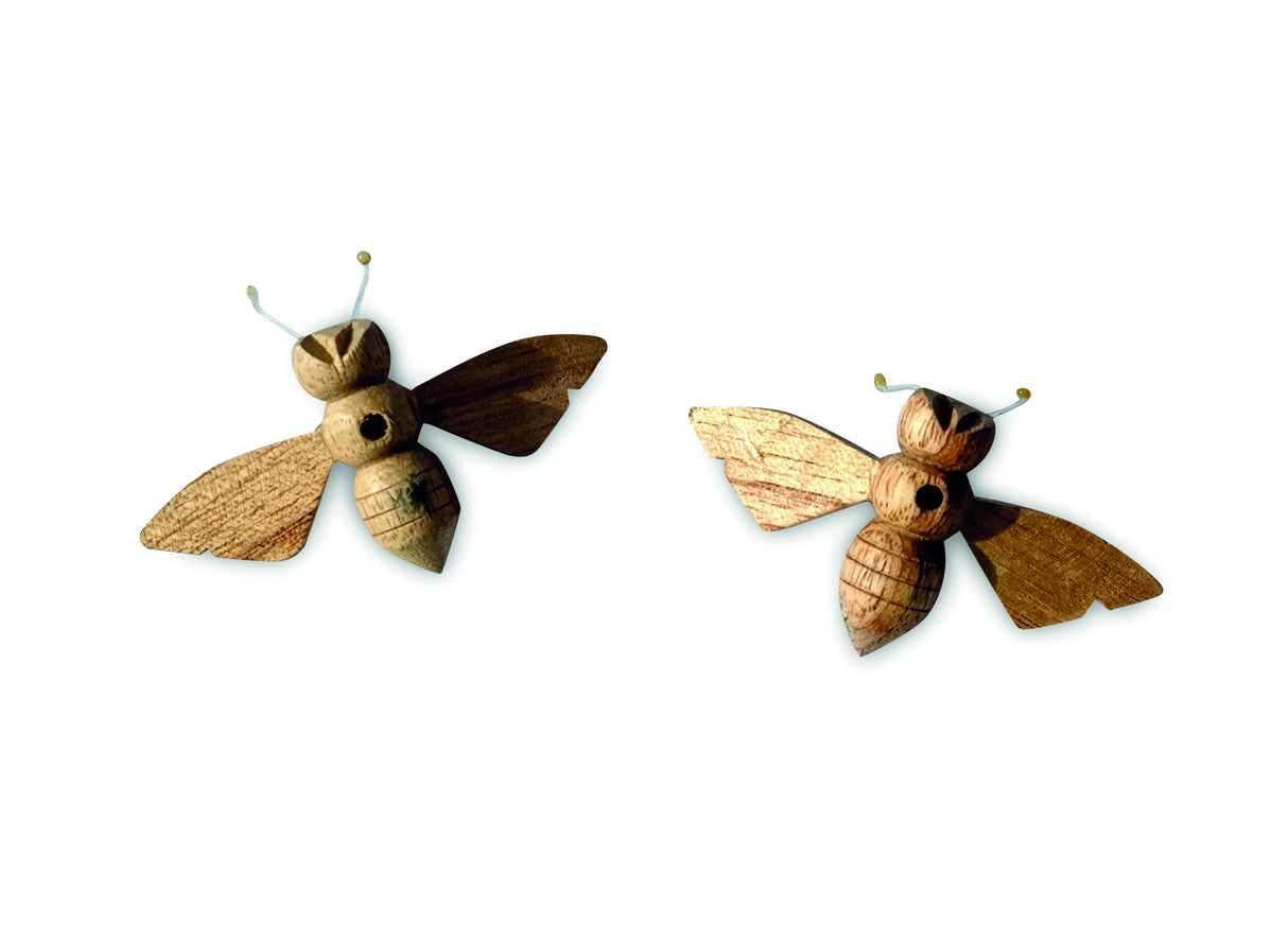 Pack Of 10 Small Wooden Bees 6cm