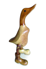 Wooden Duck In Boots 25cm