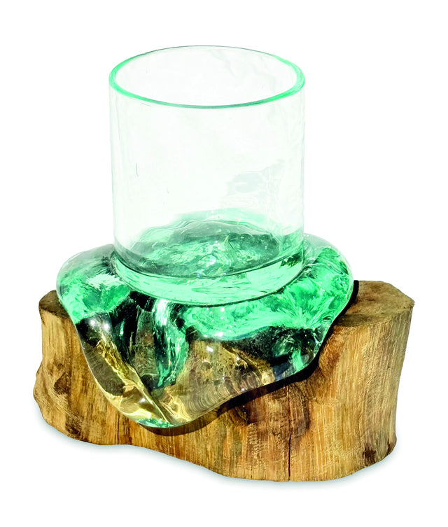 Round Molten Glass Candle Tumbler (For Led Candles Up To 6cm Diameter)