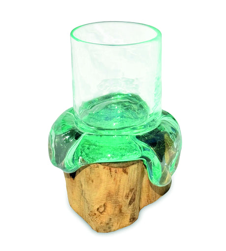 ROUND MOLTEN GLASS CANDLE TUMBLER (FOR LED CANDLES UP TO 6 CM DIAMETER)