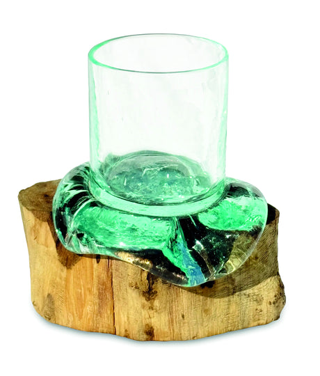 ROUND MOLTEN GLASS CANDLE TUMBLER (FOR LED CANDLES UP TO 6 CM DIAMETER)