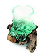ROUND MOLTEN GLASS CANDLE TUMBLER (FOR LED CANDLES UP TO 6 CM DIAMETER)