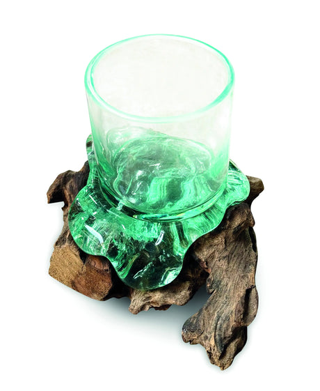 ROUND MOLTEN GLASS CANDLE TUMBLER (FOR LED CANDLES UP TO 6 CM DIAMETER)
