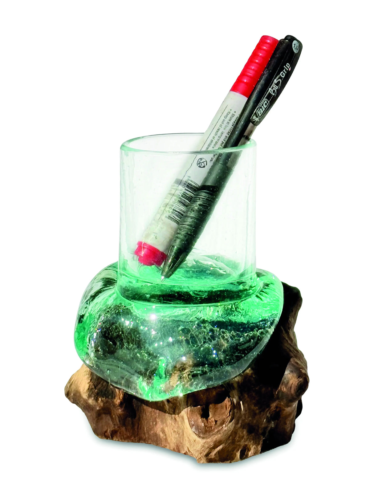 MOLTEN GLASS PEN HOLDER/CANDLE HOLDER (FOR LED CANDLES UP TO 5 CM DIAMETER)