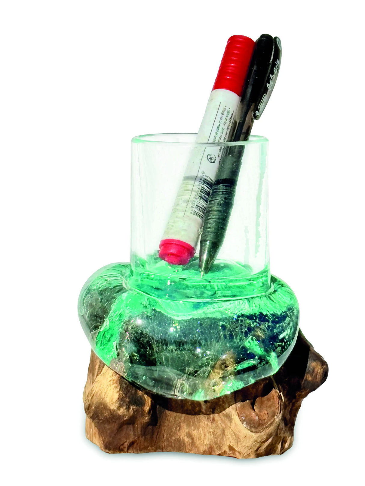 MOLTEN GLASS PEN HOLDER/CANDLE HOLDER (FOR LED CANDLES UP TO 5 CM DIAMETER)