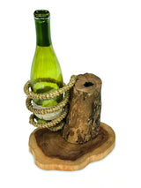 Driftwood & Rope Wine Holder Standing